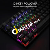 Aukey Mechanical Gaming Keyboard 6 Color Led Backlit Blue Switch Full N-Key Rollover Durable &