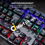 Aukey Mechanical Gaming Keyboard 6 Color Led Backlit Blue Switch Full N-Key Rollover Durable &