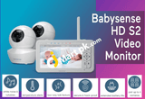 Babysense 5 Hd Split Screen Video Baby Monitor With 2 Cameras Night Light Pan Tilt Zoom Non-Wifi S2