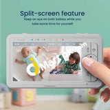Babysense 5 Hd Split Screen Video Baby Monitor With 2 Cameras Night Light Pan Tilt Zoom Non-Wifi S2