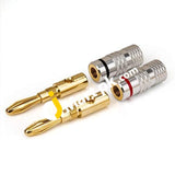 Banana Plugs 6 Pairs / 12 Pcs Silver Series 24K Gold Plated Speaker Wire Connectors - Imported From