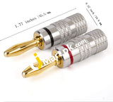 Banana Plugs 6 Pairs / 12 Pcs Silver Series 24K Gold Plated Speaker Wire Connectors - Imported From