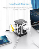 Bestek 8-Outlet Power Strip Tower And 3-Port Usb Charging Dock Station 220-250V / 3250W - Imported