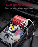 Bestek® 300W Car Power Inverter Dc 12V To Ac 240V With 12-Volt Clip-On Battery Charger ~ 4.2A Dual