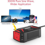 Bestek® 300W Pure Sine Wave Car Power Inverter Dc 12V To Ac 220V-240V With 4.8A Dual Smart Usb Ports