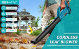 Bhy Cordless Leaf Blower 320 Cfm 150 Mph With 4.0 Ah Battery & Charger 6 Speed For Dust Snow Debris