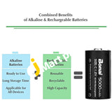 Bonai 5 000Mah Rechargeable Batteries C Size 1.2V Ni-Mh High Capacity (2 Pcs) - Imported From Uk