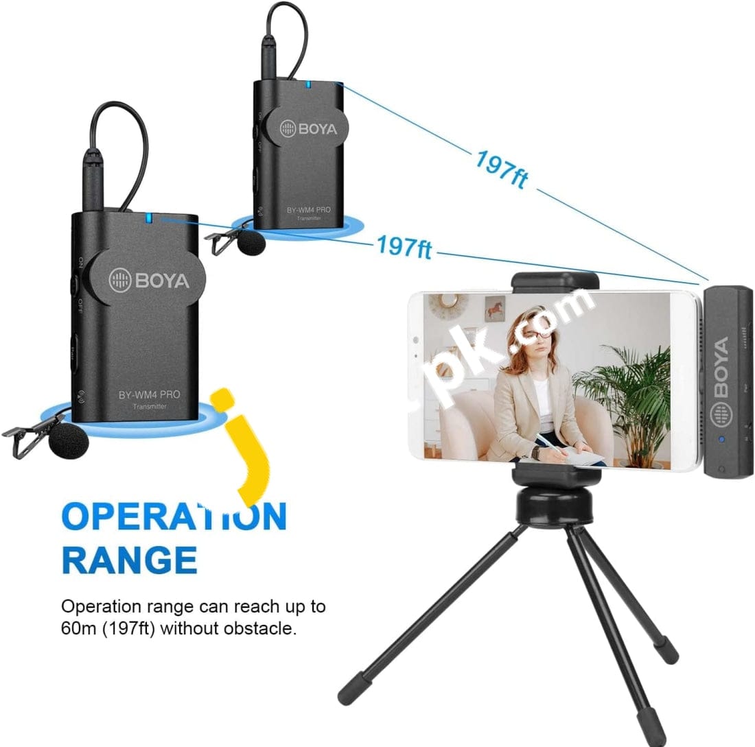 Boya By-Wm4 Pro-K6 (Tx+Tx+Rxuc) Dual-Channel 2.4Ghz Wireless Lavalier Microphone System With Type-C