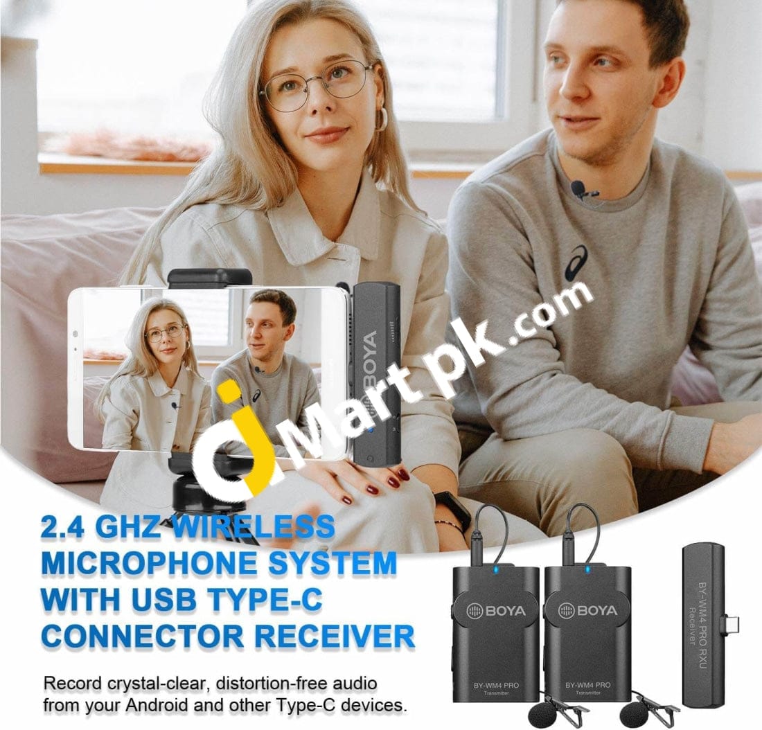 Boya By-Wm4 Pro-K6 2.4G Wireless Microphone System With Type-C Interface Receiver - Imported From Uk