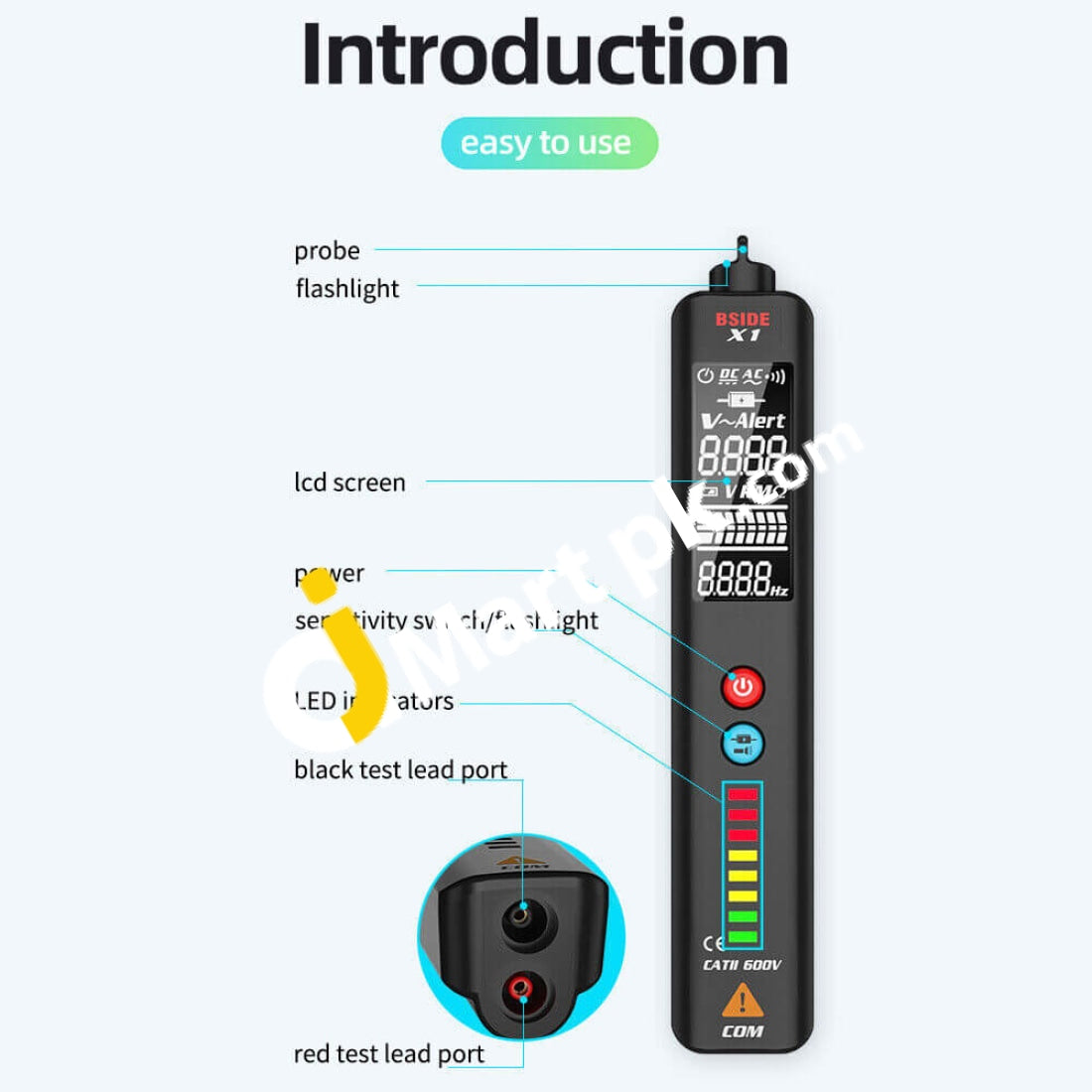 Bside Dual Mode Smart Non-Contact Ac Voltage Detector Ncv Electric Tester Pen With Sound Light Alarm