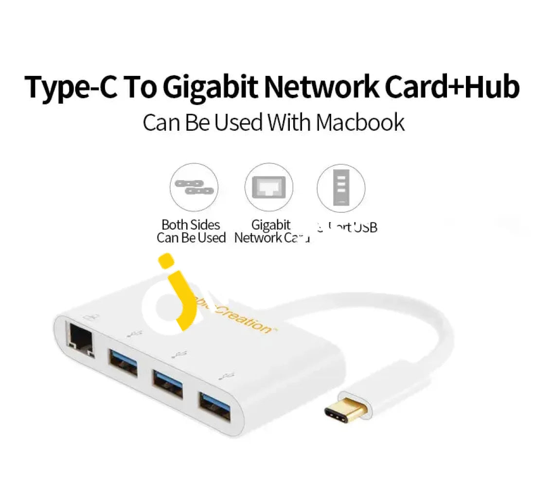 CableCreation USB Type C to 3-Port USB 3.0 Data Hub with Gigabit Ether –  AJMartPK