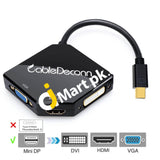 Cabledeconn Multi-Function Thunderbolt Mini Displayport To Hdmi Vga Dvi Cable Converter Adapter -