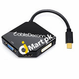 Cabledeconn Multi-Function Thunderbolt Mini Displayport To Hdmi Vga Dvi Cable Converter Adapter -