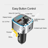 Car Bluetooth 5.0 Radio Fm Transmitter Audio Receiver Adapter Music Mp3 Player Handsfree Kit -