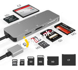 Usb 3.0 5-In-1 Card Reader Hub (5Gps) High Speed Tf/Sd/Ms/M2/Xd/Cf Slot Memory Combo Aluminum