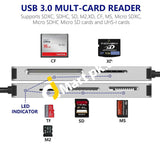 Usb 3.0 5-In-1 Card Reader Hub (5Gps) High Speed Tf/Sd/Ms/M2/Xd/Cf Slot Memory Combo Aluminum