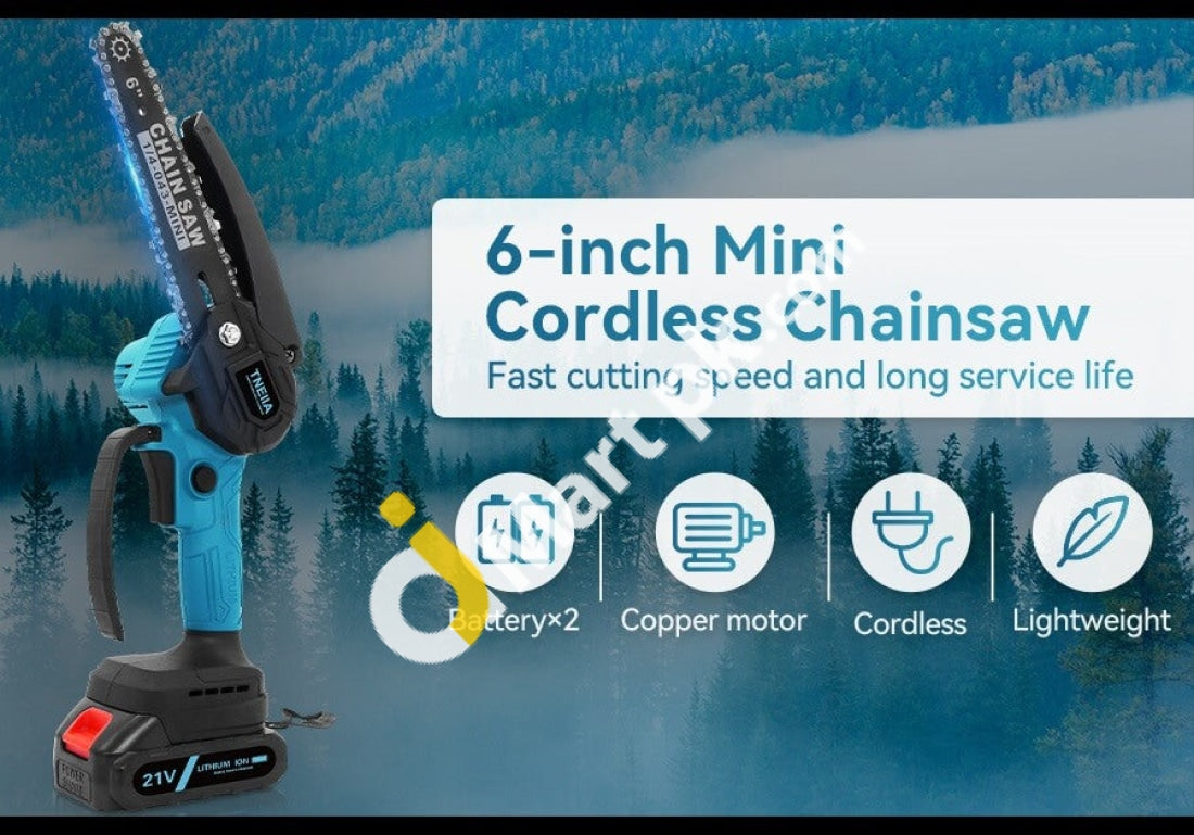 Tneiia 6 Mini Chainsaw With 2 21V Rechargeable Battery Handheld Saw For Garden Courtyard Tree Branch