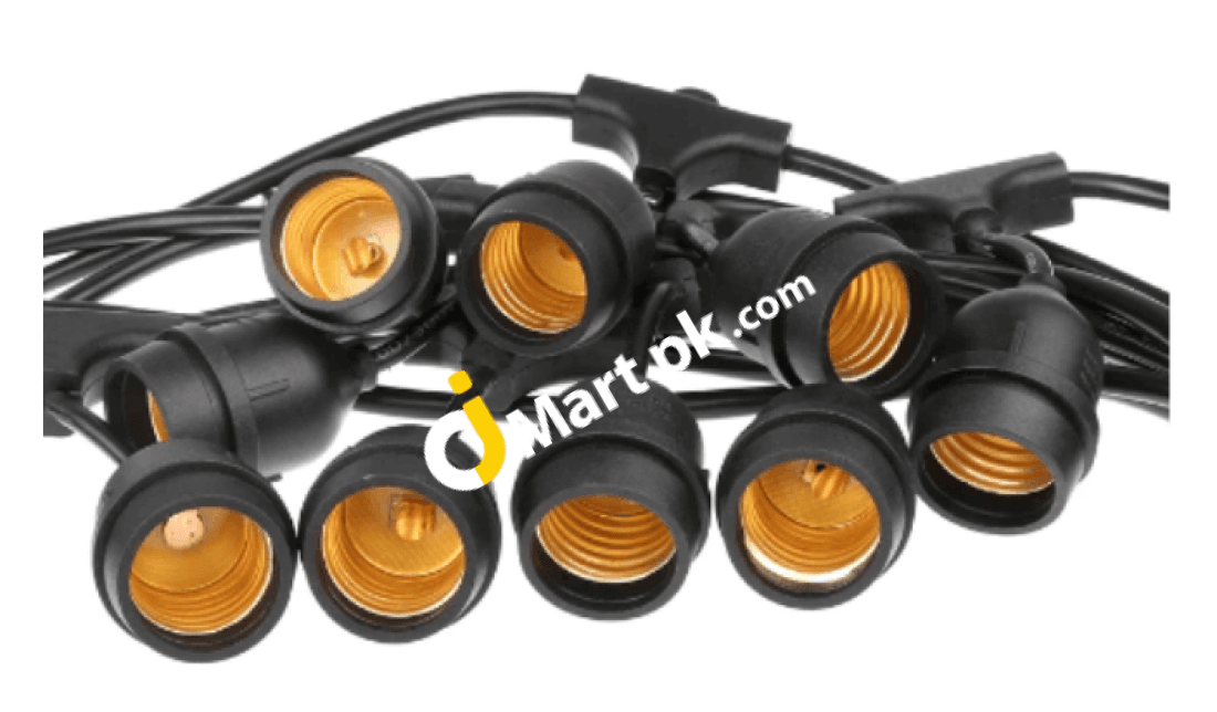 Colleer Waterproof 9M/30Ft 9 Heads E27 40W String Light Lamp For Garden Porches Pergola Outdoor