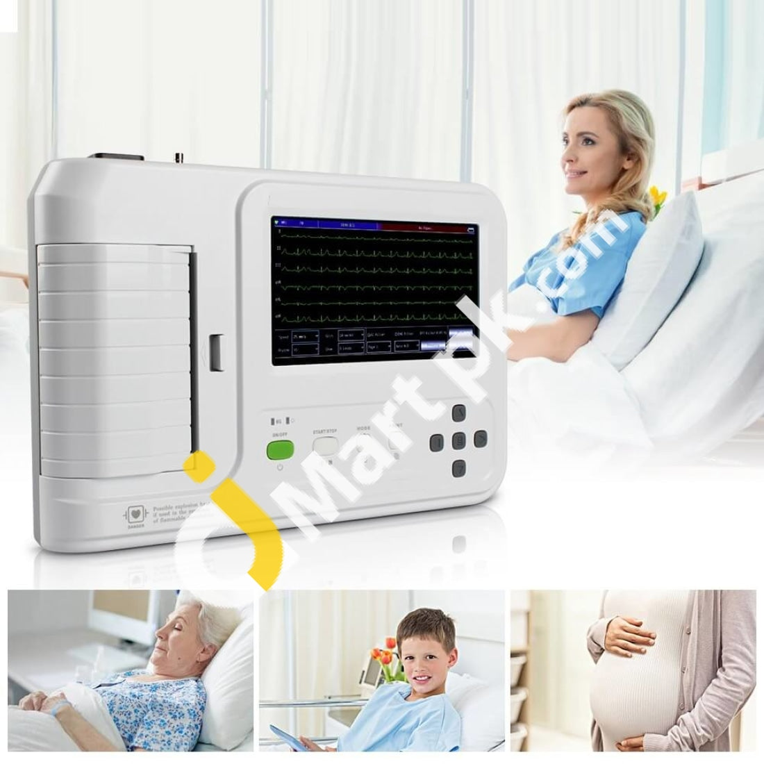 Contec New Digital Ecg 7 Touch Screen Electrocardiograph 6 Channel 12 Lead Usb Ekg Machine Imported