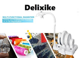 Delixike Desktop Magnifying Lamp Multi-Functional 2X 5X 16X Led Lighted Handheld Magnifier Folding