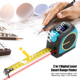 Dtape 2-In-1 Laser Tape Measure 40M + 5M Usb Rechargeable Lcd Color Display Ip54 Waterproof -