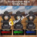 Dual Ill Tactical Compact Scope With Fiber Optic Sight 4X32 Red/Green/Blue Illuminated Red Dot With