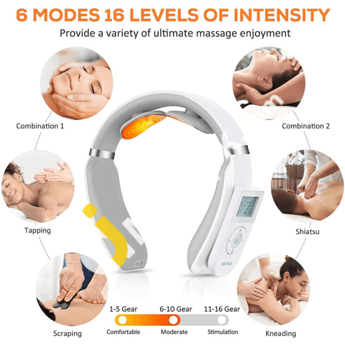 Neck massager, electric pulse neck massager, cordless neck tissue with deep  tissue for pain in cervical muscle pain 