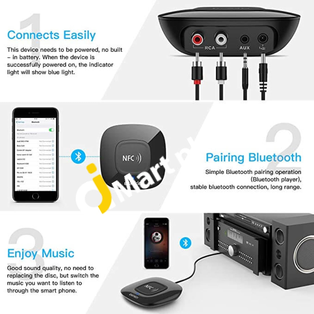 esinkin Bluetooth Audio Adapter for Music Streaming Sound System, Wireless  Audio Adapter Works with Smartphones and Tablets, Wireless Adapter for