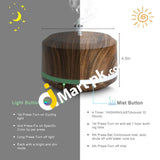 Essential Oil Diffuser 450Ml Wood Grain Ultrasonic Aromatherapy Air Mist Humidifier With 8 Color Led