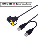 Esynic External Hard Drive Converter Usb 2.0 Sata Adapter Cable With Extra Power Cord For 2.5/3.5