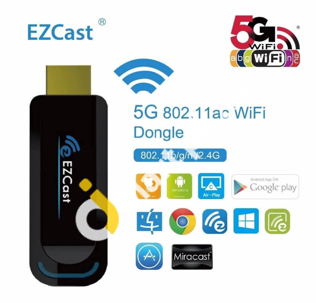 Ezcast 5G Wi-Fi Display Adapter Full Hd 1080P Wireless Tv Stick Media Player - Imported From Uk