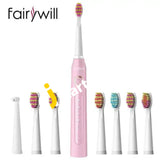 Fairywill D7 Ultrasonic Toothbrush With 8 Brush Heads 5 Modes 2-Min Smart Timer Rechargeable