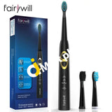 Fairywill FW-917 Sonic Whitening Rechargeable Toothbrush for Adults & Kids with 3 Replacement Heads (Black)- Imported from UK