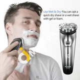 Flyco Electric Shavers For Men Wet & Dry Cordless Rechargeable Ipx7 Waterproof Rotary Shaver With