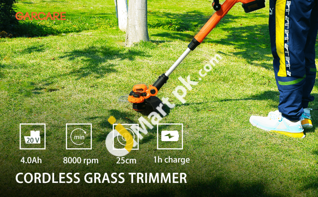 Garcare Cordless Grass Trimmer 20V 4.0Ah Telescopic Electric Cutter String With Battery And Charger
