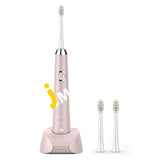 Hanasco H3 Sonic Electric Rechargeable Toothbrush with Auto Timer 2 Replacement Soft Bristle Heads & IPX7 Waterproof (Baby Pink)- Imported from UK