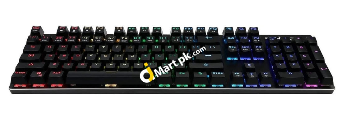 Hcman Mechanical Keyboard Full Rgb Led Backlit 104 Keys Blue Switches Metal Panel Anti-Ghosting