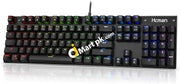 Hcman Mechanical Keyboard Full RGB LED Backlit 104 Keys Blue Switches Metal Panel Anti-ghosting Gaming Keyboard - Imported from UK