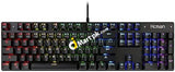 Hcman Mechanical Keyboard Full Rgb Led Backlit 104 Keys Blue Switches Metal Panel Anti-Ghosting