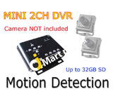 Hd Mini Dvr 2-Channel Audio Video Recorder With Sd Card Slot Connect 2 Cameras Support Loop