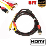 HDMI to 3 RCA Cable 1080P HDMI Male to 3RCA Audio Video Connector Adapter (No Signal Conversion Function), One-Way Transmitter for TV HDTV DVD 5ft/1.5m - Imported from UK