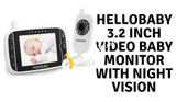 Hellobaby 3.2 Inch Video Baby Monitor With Night Vision & Temperature Sensor Two Way Talkback System