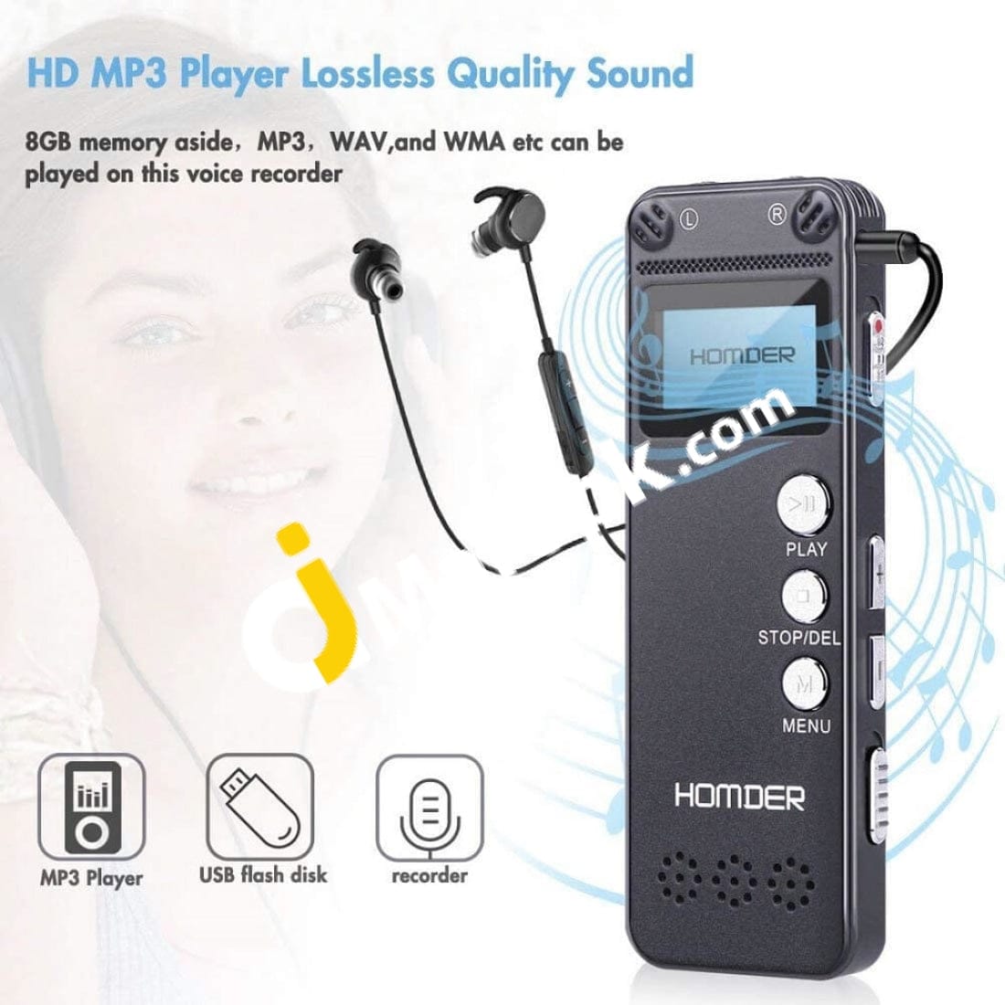 Recoder Usb Rechargeable Homder USB Professional Digital Voice Recorder with MP3 Player, Rechar ...