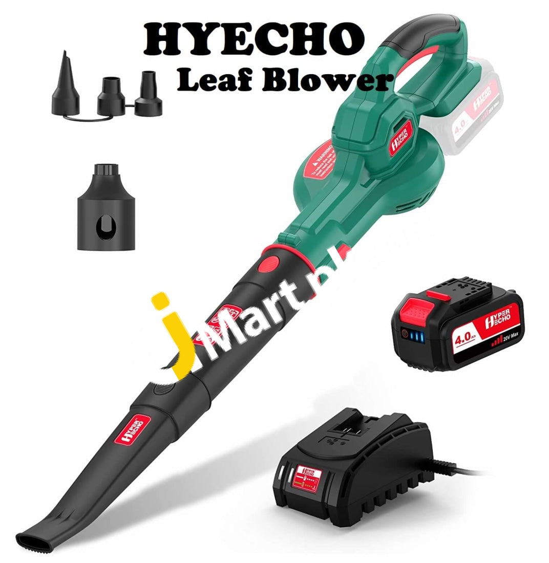 Hyecho Cordless Leaf Blower 4.0 Ah Battery With 4Pcs Wind Spouts For Snow Blowing Leaf/Dust Clearing