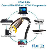 Ibra 4K Hdmi Cable 6 Feet Ultra High-Speed 2160P 18Gbps 2.0 Gold Plated Braided - Imported From Uk