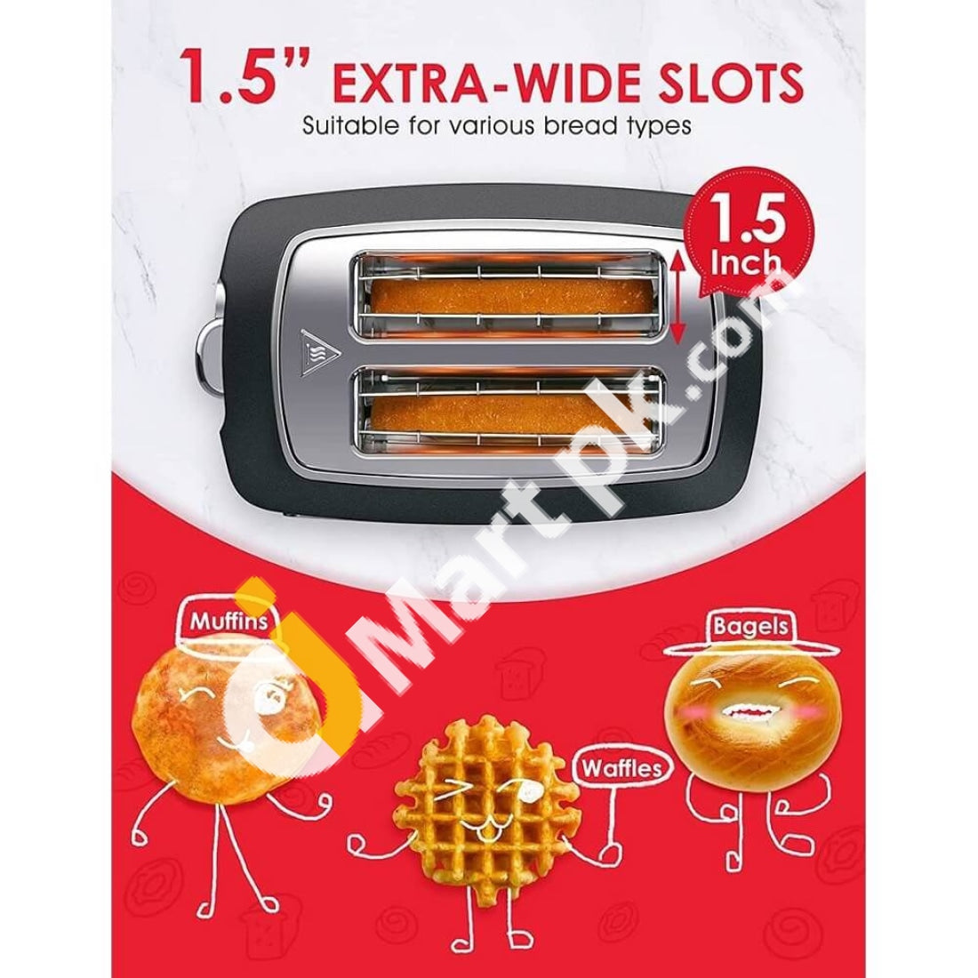 IKICH Toaster, 2 Slice Extra Wide Slot Toaster with 9 Bread Shade Settings  Reheat, Bagel, Cancel, Defrost Function Removable Crumb Tray Stainless  Steel Bread Toaster 