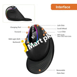 J-Tech Digital Wireless Rechargeable Vertical Ergonomic Mouse With Removable Palm Rest - Imported