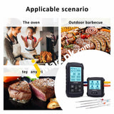 Juseepo Digital Meat Thermometer Wireless Bbq With 4 Probes & Large Lcd Backlight Timer Mode