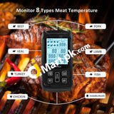 Juseepo Digital Meat Thermometer Wireless Bbq With 4 Probes & Large Lcd Backlight Timer Mode