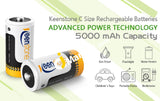 Keenstone Rechargeable Batteries 1.2V 5000Mah Ni-Mh High Capacity C Size R14 (2 Pack) - Imported